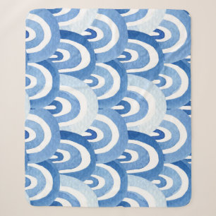 Blauwe Waterverf: Abstracte Zeeen golven Sherpa Deken