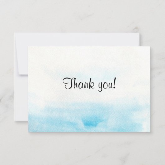 Blauwe waterverf achtergrond "Bedankt kaart" Bedankkaart (Voorkant)