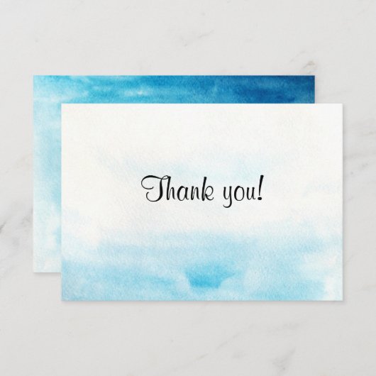Blauwe waterverf achtergrond "Bedankt kaart" Bedankkaart (Voorkant / Achterkant)