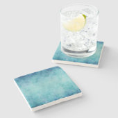 Blauwe Waterverf — Achtergrond Stenen Onderzetter (Zijkant)