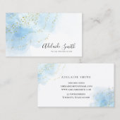 Blauwe waterverf achtergrond visitekaartje (Voorkant / Achterkant)