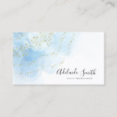 Blauwe waterverf achtergrond visitekaartje (Voorkant)