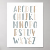 Blauwe Waterverf Alfabet Neutraal Neursery Decor Poster (Voorkant)