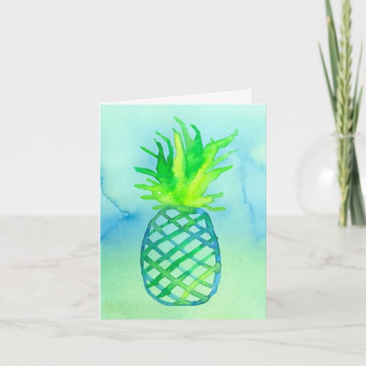 Blauwe Waterverf ananas Bedankt (Voorkant)