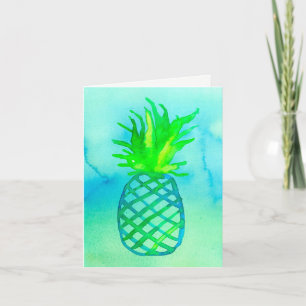 Blauwe Waterverf ananas Bedankt