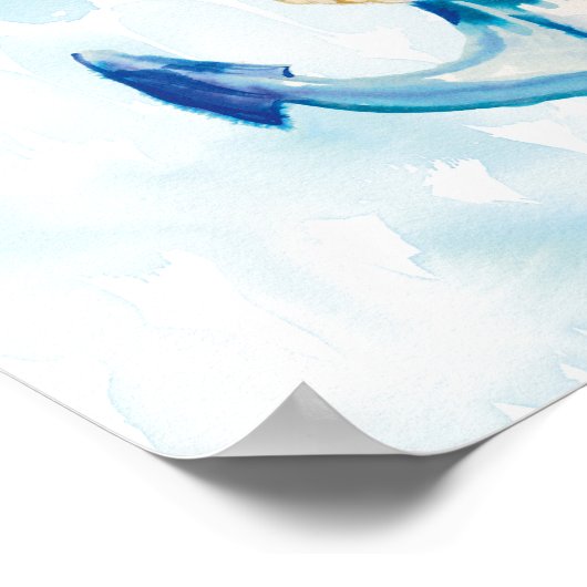 Blauwe Waterverf Anchor 3 Poster (Hoek)