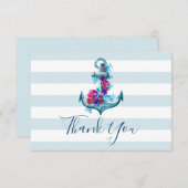 Blauwe Waterverf anker bruiloft dank u kaart (Voorkant / Achterkant)