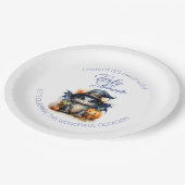 Blauwe Waterverf Baby Dragon Halloween Baby shower Papieren Bordje (Gekanteld)