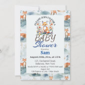 Blauwe Waterverf Baby Fox Baby shower Kaart (Voorkant)