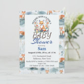 Blauwe Waterverf Baby Fox Baby shower Kaart (Staand voorkant)