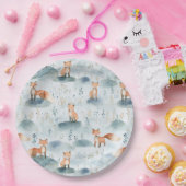 Blauwe Waterverf Baby Fox Papieren Bordje (Feest)