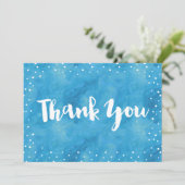 Blauwe Waterverf Baby shower | Bedankt kaart (Staand voorkant)