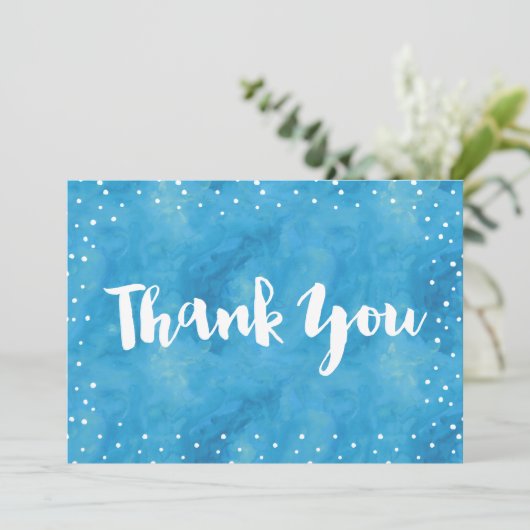 Blauwe Waterverf Baby shower | Bedankt kaart (Staand voorkant)