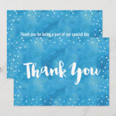 Blauwe Waterverf Baby shower | Bedankt kaart (Voorkant / Achterkant)