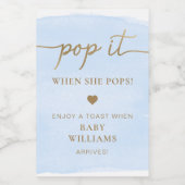 Blauwe Waterverf Baby shower Favor Fles Etiket (Enkel label)