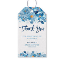 Blauwe Waterverf Baby shower Hartelijk dank