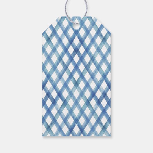 Blauwe Waterverf Baby shower Hartelijk dank Cadeaulabel (Achterkant)