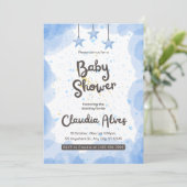 Blauwe Waterverf Baby shower Kaart (Staand voorkant)