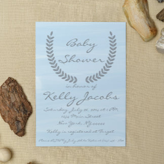 Blauwe Waterverf Baby shower Kaart