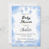 Blauwe Waterverf Baby shower Kaart (Voorkant)