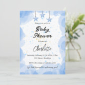 Blauwe Waterverf Baby shower Kaart (Staand voorkant)
