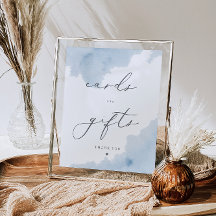 Blauwe Waterverf Baby shower Kaarten & Geschenken 