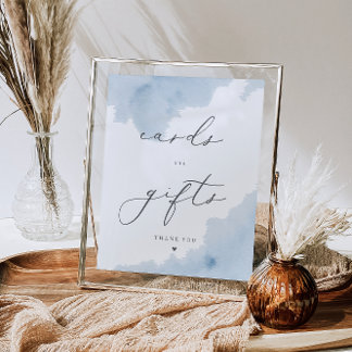 Blauwe Waterverf Baby shower Kaarten & Geschenken  Poster