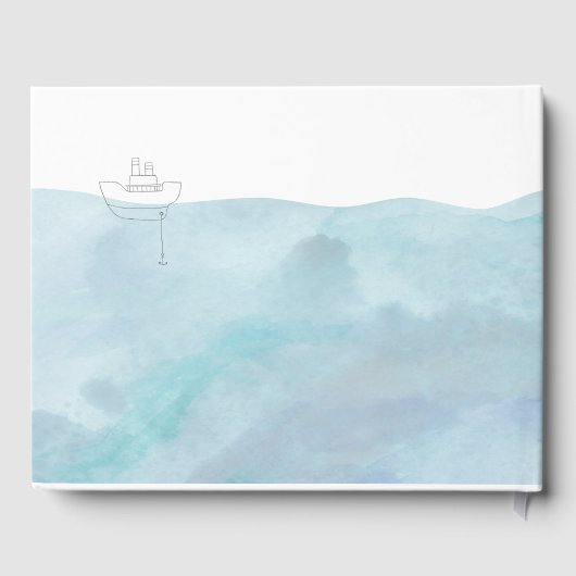 Blauwe Waterverf Baby shower | nautisch Gastenboek (Achterkant)