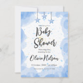 Blauwe Waterverf Baby shower, Oh Boy Baby shower (Voorkant)