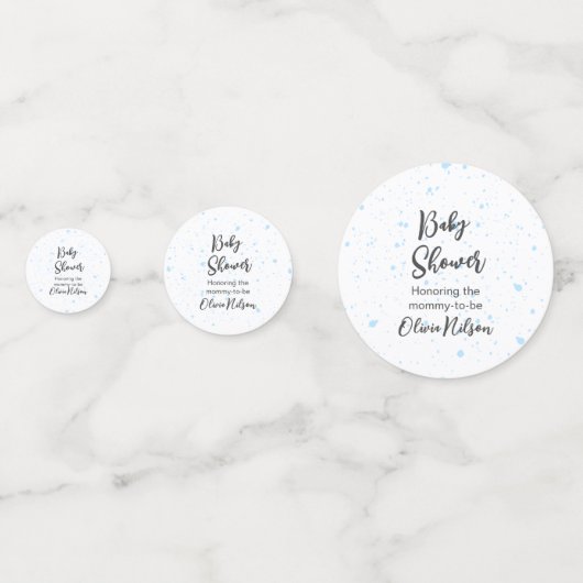 Blauwe Waterverf Baby shower, Oh Boy Baby shower Confetti (Achterkanten)