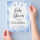 Blauwe Waterverf Baby shower, Oh Boy Baby shower Flyer (Hand)