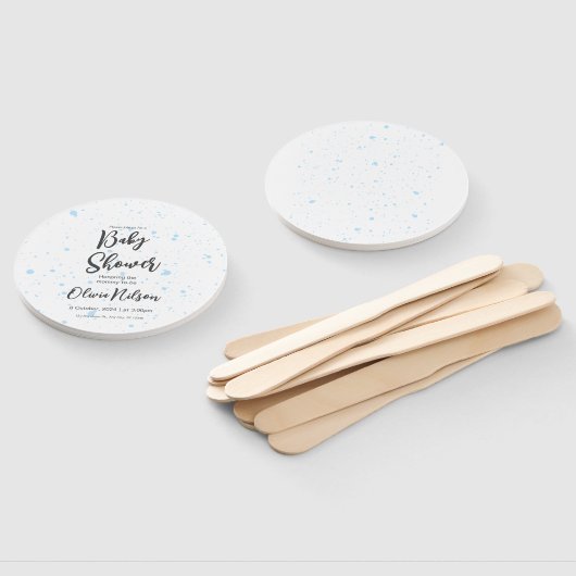 Blauwe Waterverf Baby shower, Oh Boy Baby shower Handwaaier (Niet-gemonteerd)