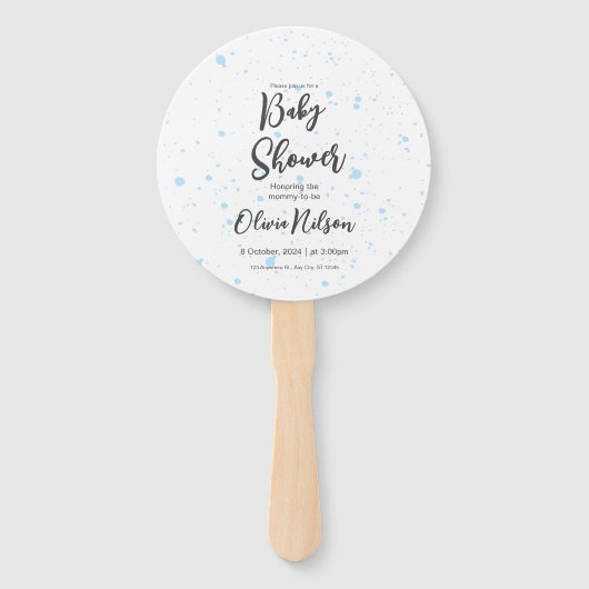 Blauwe Waterverf Baby shower, Oh Boy Baby shower Handwaaier (Voorkant)