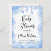 Blauwe Waterverf Baby shower, Oh Boy Baby shower Kaart (Voorkant)