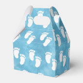 Blauwe Waterverf Baby shower voetafdrukpatroon Bedankdoosjes (Achterkant)