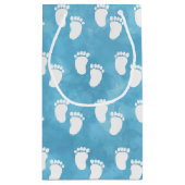 Blauwe Waterverf Baby shower voetafdrukpatroon Klein Cadeauzakje (Achterkant)