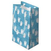 Blauwe Waterverf Baby shower voetafdrukpatroon Klein Cadeauzakje (Achterkant Gekanteld)