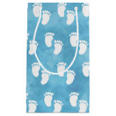 Blauwe Waterverf Baby shower voetafdrukpatroon Klein Cadeauzakje (Voorkant)