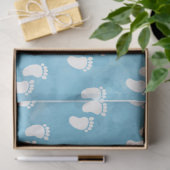 Blauwe Waterverf Baby shower voetafdrukpatroon Tissuepapier (Geschenk)