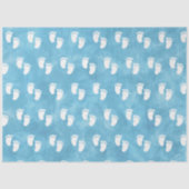 Blauwe Waterverf Baby shower voetafdrukpatroon Tissuepapier (Voorkant)