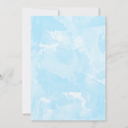 Blauwe Waterverf Baby Sprinkle / boy baby shower Kaart (Achterkant)