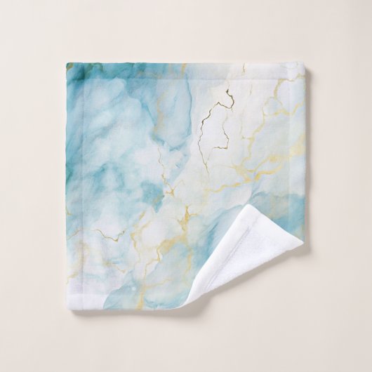 Blauwe waterverf bad handdoek (Wasdoekje)