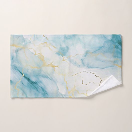 Blauwe waterverf bad handdoek (Handdoek)