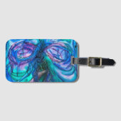 Blauwe Waterverf Bagagelabel (Voorkant (horizontaal))