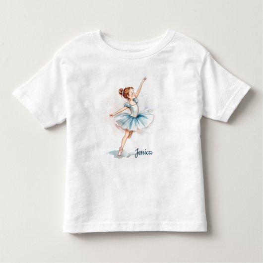 Blauwe Waterverf ballerina danseres Kinder Shirts (Voorkant)