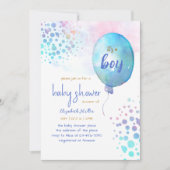 Blauwe Waterverf ballon Baby Boy Shower Kaart (Voorkant)
