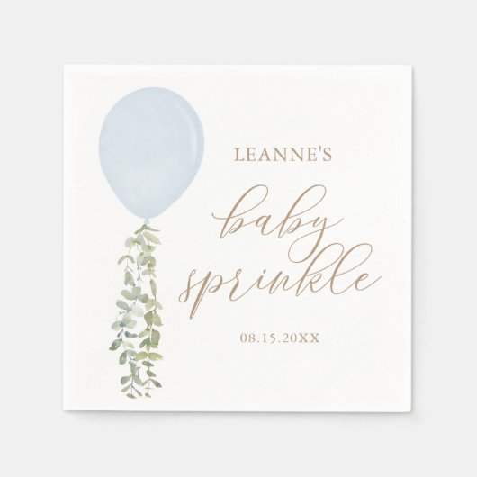 Blauwe Waterverf ballon Eucalyptus Baby Servet (Voorkant)