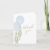 Blauwe Waterverf ballon Twin Boys Baby shower Bedankkaart (Voorkant)