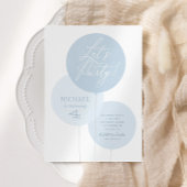 Blauwe Waterverf ballonjongen Birthday Party Invit Kaart