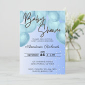 Blauwe Waterverf ballonnen Baby shower Kaart (Staand voorkant)